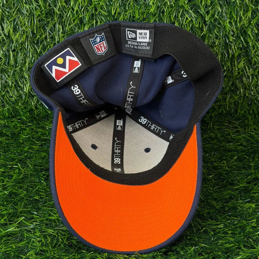 Denver‎ Broncos New Era 39THIRTY Hat Mens Medium Large Navy Blue NFL 100 Cap